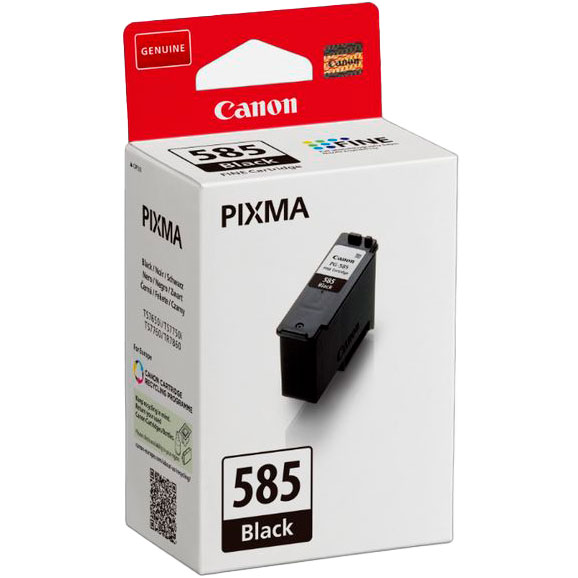 Embalagem branca e vermelha de tinteiro Canon PIXMA 585 Black