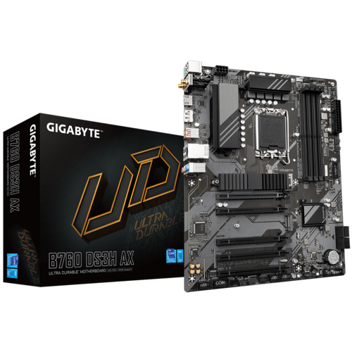 Placa-mãe GIGABYTE B760 DS3H AX com caixa Ultra Durable