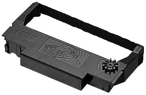 Fita de impressora preta com estrutura plástica retangular