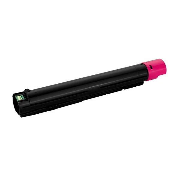 Cartucho de tinta preto com tampa rosa em fundo branco