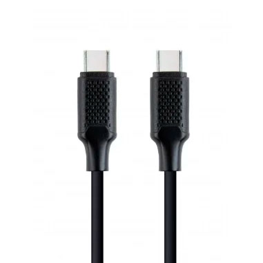 Cabo USB-C preto com conectores metálicos