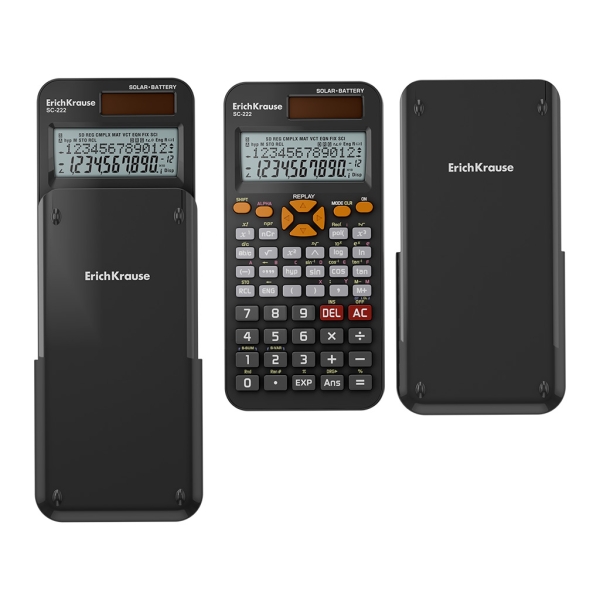 Calculadora científica ErichKrause SC-222 com visor digital e tampa preta