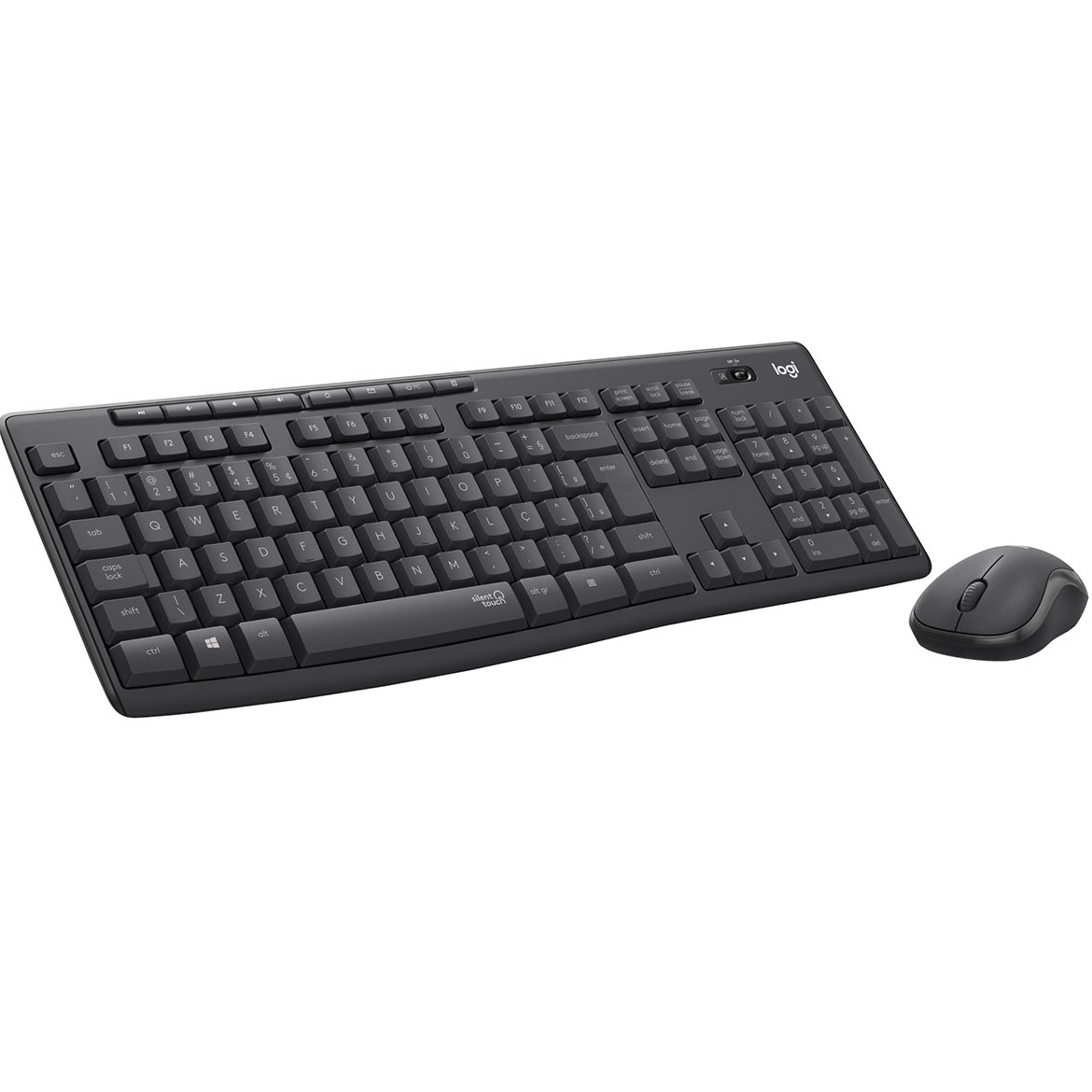 Teclado e rato sem fios preto Logi com teclado QWERTY e teclado numérico