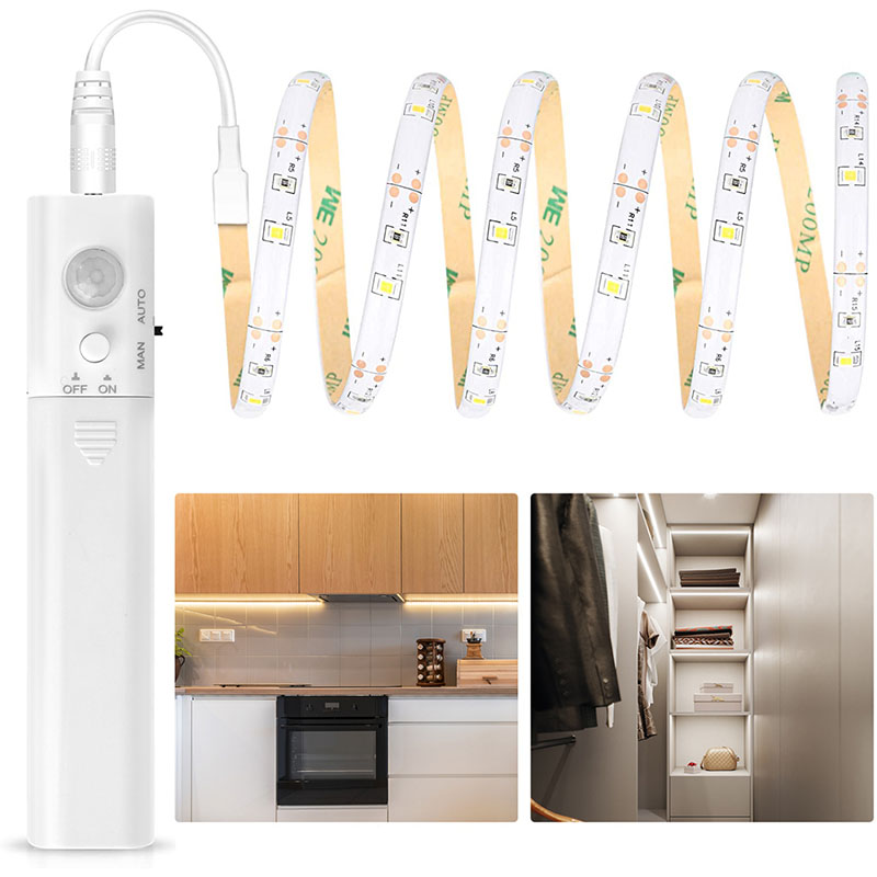 Tira de luz LED branca com controlador branco e iluminação em interiores