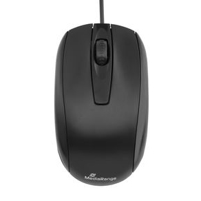 Rato de computador preto com cabo e logótipo MediaRange