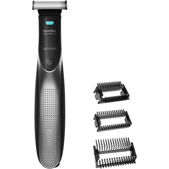 Aparelho de barbear elétrico preto com três cabeças de corte adicionais