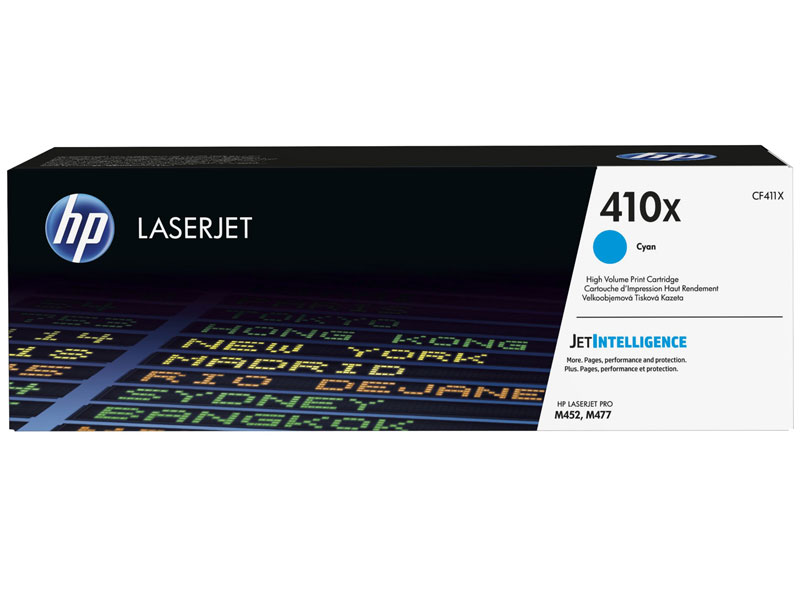 Embalagem de toner HP LaserJet 410x ciano