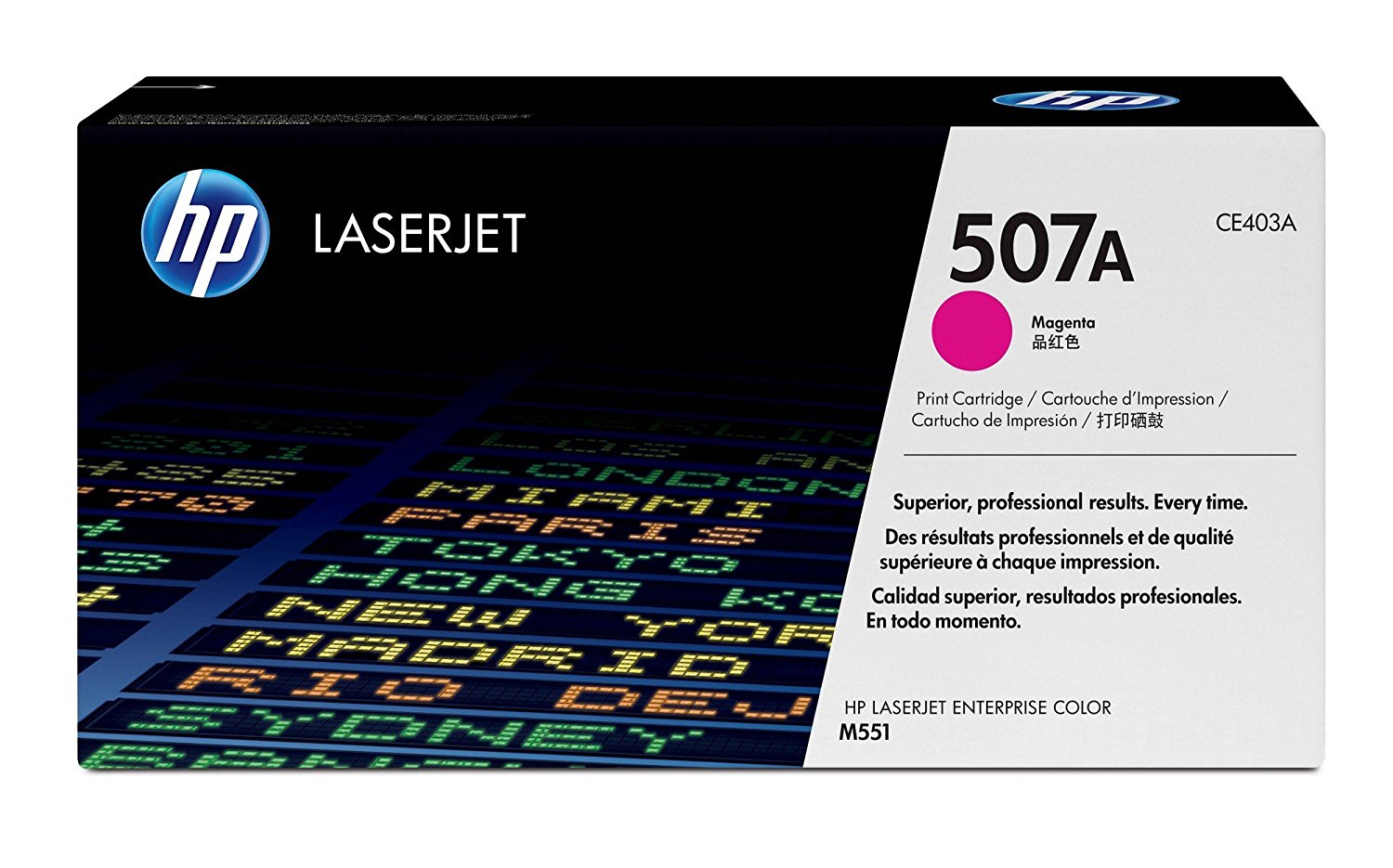 Caixa de toner HP LaserJet 507A cor magenta para impressora