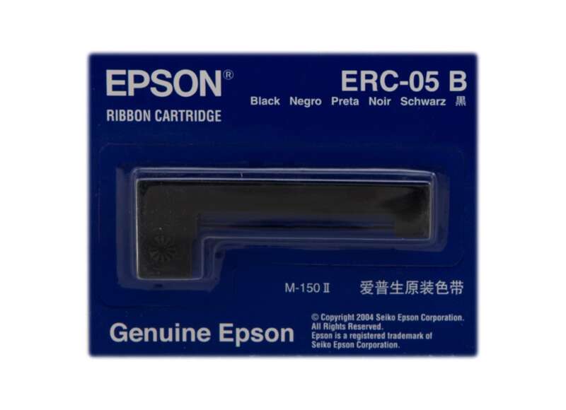 Cartucho de fita Epson ERC-05 B preto em embalagem azul