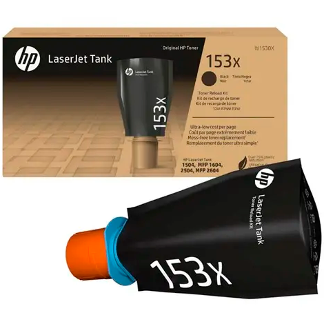 Toner HP LaserJet Tank 153X preto com embalagem castanha