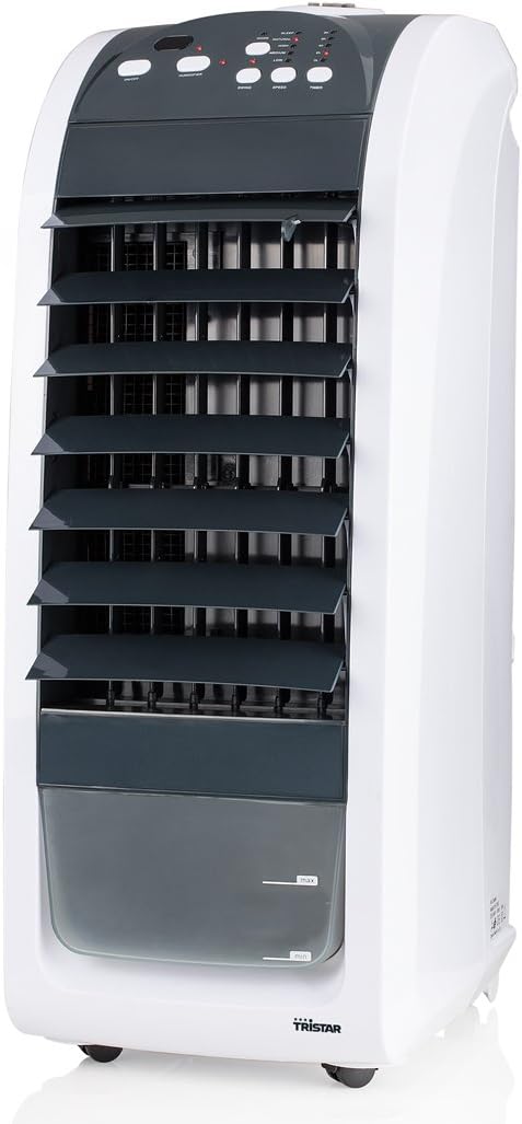 Aparelho evaporativo Tristar branco com grelhas pretas e painel com botões