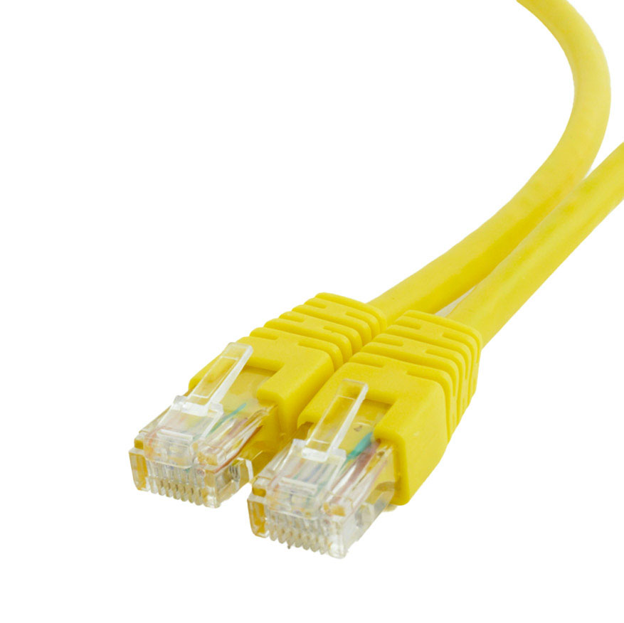 Cabo de rede amarelo com conectores RJ45