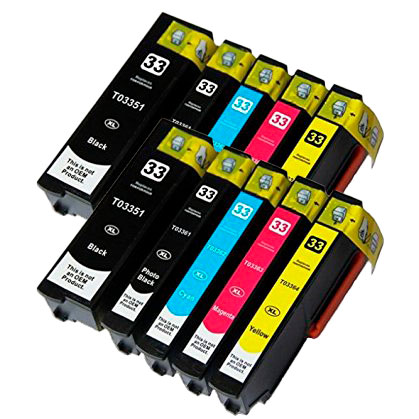 Conjunto de cartuchos de tinta coloridos para impressora com etiquetas