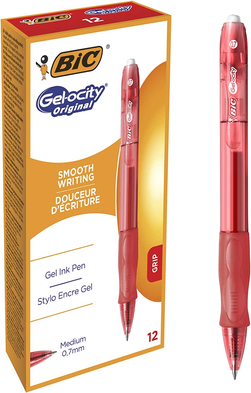 Caneta de tinta gel BIC Gel-ocity Original vermelha com caixa