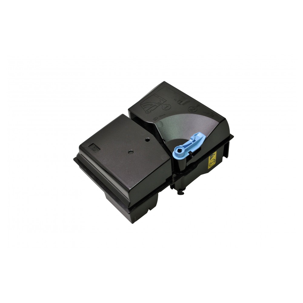 Cartucho de tinta preto com alavanca azul sobre fundo branco.