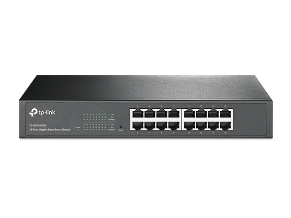 Switch TP-Link 16 portas Gigabit Ethernet cinzento com LEDs indicadores
