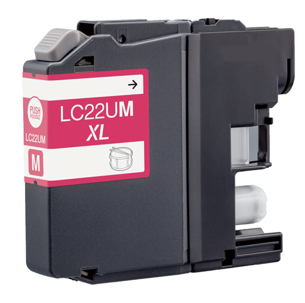 Cartucho de tinta magenta LC22UM XL para impressora com etiqueta rosa e branca