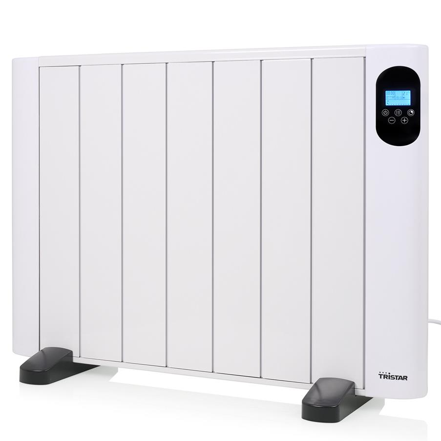 Radiador elétrico branco TRISTAR com ecrã digital e bases pretas