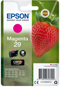 Cartucho Epson Magenta 29 com imagem de morango na embalagem