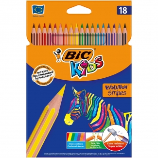 Caixa de lápis de cor BIC Kids Evolution Stripes com 18 cores