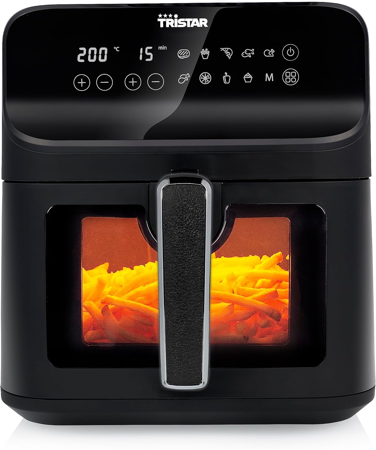 Máquina de cozinha preta TRISTAR com painel digital e batatas fritas a cozinhar