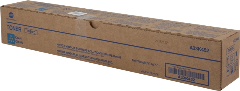 Embalagem de toner cyan para impressora Konica Minolta