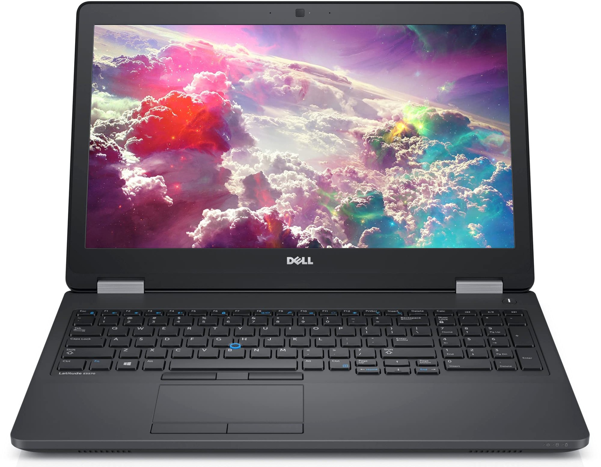 Portátil Dell preto com ecrã colorido e teclado completo
