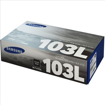 Embalagem de toner preto Samsung MLT-D103L cinza e azul
