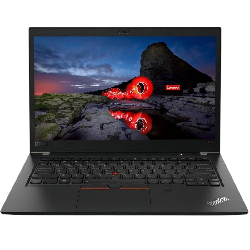 Computador portátil Lenovo ThinkPad preto com ecrã ligado
