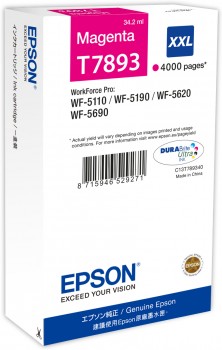 Embalagem de tinta magenta para impressora Epson T7893 XXL
