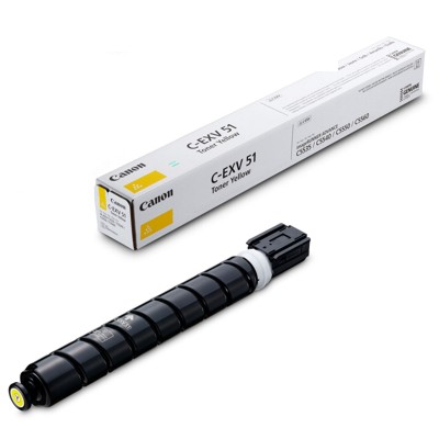 Toner amarelo Canon C-EXV 51 com embalagem branca e texto preto e amarelo