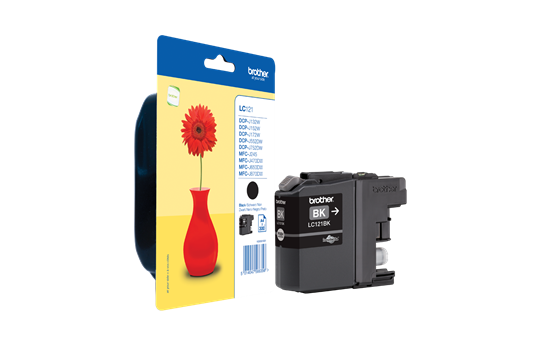 Cartucho de tinta preta Brother LC121BK com embalagem