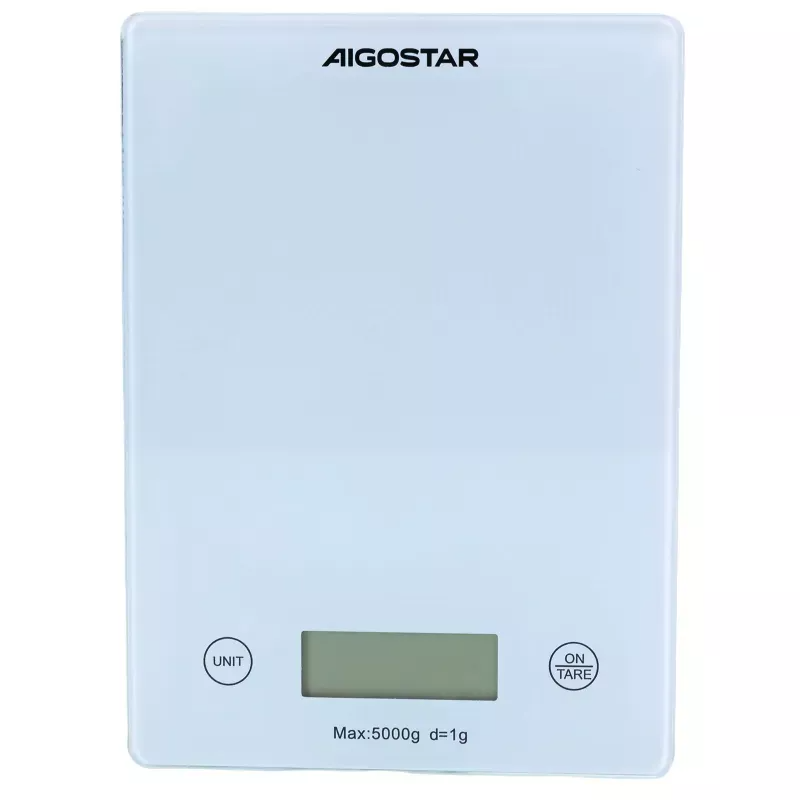 Balança digital de cozinha branca Aigostar com visor digital