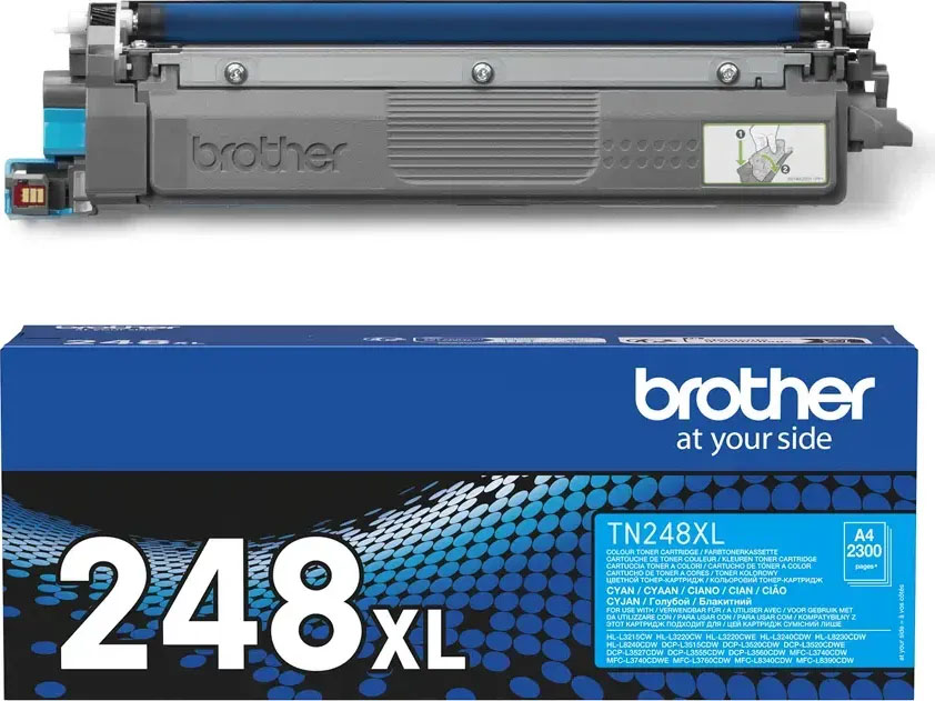 Cartucho e caixa de toner Brother TN248XL ciano
