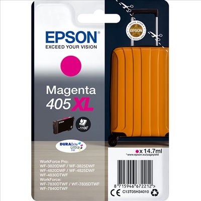 Embalagem de tinta Epson Magenta 405XL para impressora