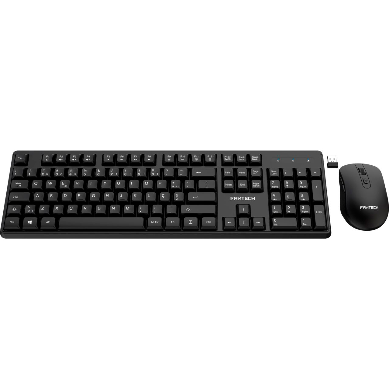 Teclado e rato wireless preto Fantech com recetor USB