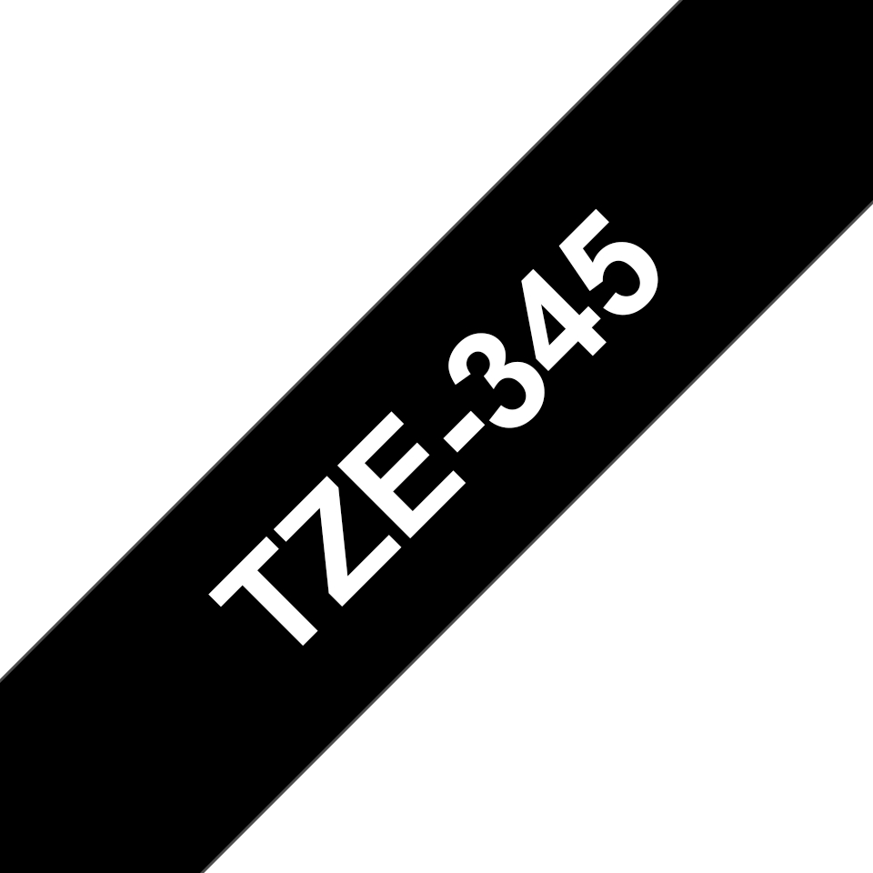 Etiqueta preta com texto TZE-345