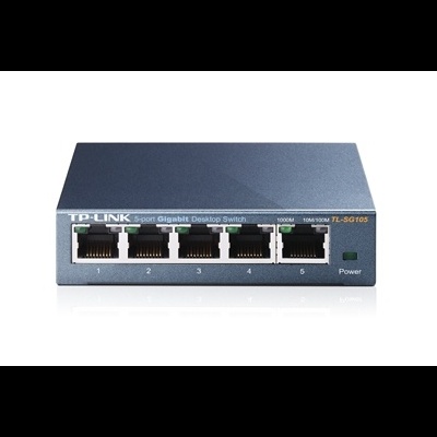 Comutador de secretária TP-LINK cinzento com cinco portas Ethernet