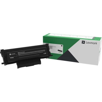 Toner de impressora Lexmark preto com embalagem verde e cinza