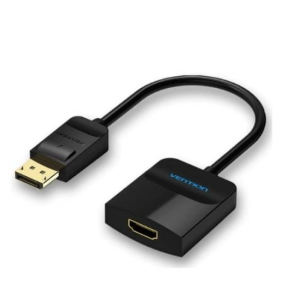 Adaptador DisplayPort para HDMI preto com logo vention azul