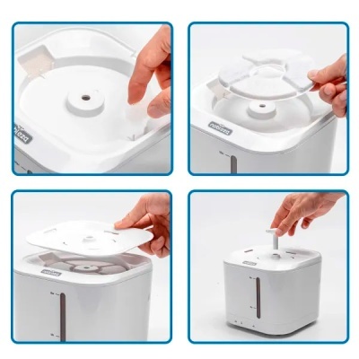 Montagem de dispositivo branco com filtros e etiqueta Dogilozz