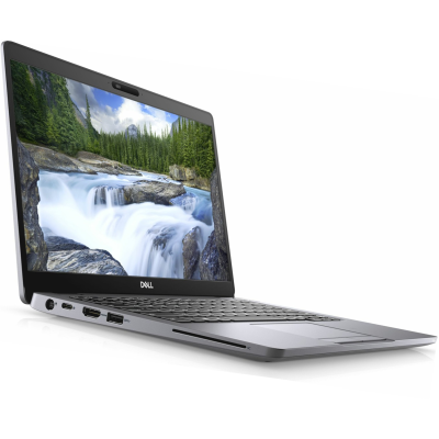 Portátil Dell aberto com ecrã a mostrar imagem de paisagem natural