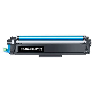 Toner para impressora azul BT-TN248XLCY(P) isolado sobre fundo branco