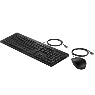 Teclado e rato preto com fios USB