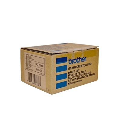 Caixa de cartão Brother Stampcreator Pro Draft Set com texto e código de barras