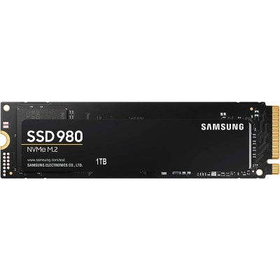 Disco SSD Samsung 980 NVMe M.2 1TB preto com conectores dourados