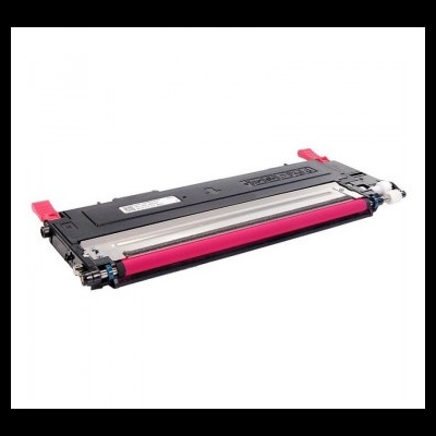 Toner de impressora preto e rosa com etiquetas