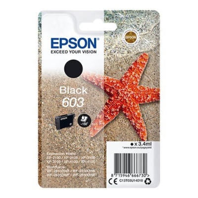 Embalagem de tinta Epson 603 preto com estrela-do-mar e areia