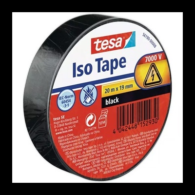 Rolo fita isolante Tesa Iso Tape preta em embalagem redonda