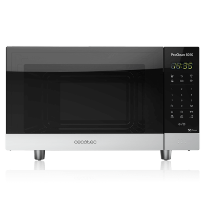 Micro-ondas preto e cinza com painel digital no lado direito